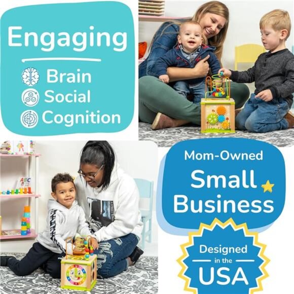 Wooden Kids Baby Activity Cube - Girls Gift Set | 1st Birthday Gifts - Picture 5 of 7